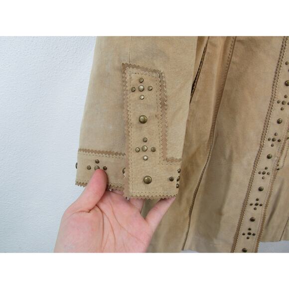 Vintage Pamela McCoy 3/4 Length 100% Suede Studded Western Style Jacket Large - Picture 3 of 9